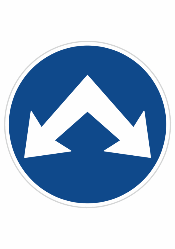 Plechové dopravné značky - Príkazové značenie: Prikázaný smer obchádzaní vpravo i vľavo