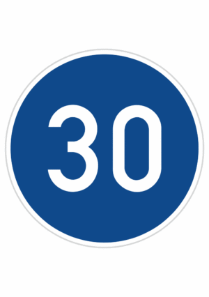 Plechové dopravné značky - Príkazové značenie: Najnižšia dovolená rýchlosť (30)