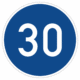 Plechové dopravné značky - Príkazové značenie: Najnižšia dovolená rýchlosť (30)