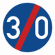Plechové dopravné značky - Príkazové značenie: Koniec najnižšej dovolenej rýchlosti (30)