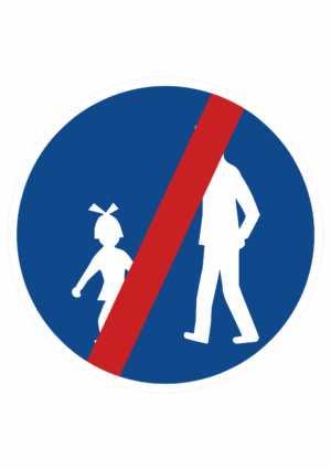 Plechové dopravné značky - Príkazové značenie: Koniec chodníka pre chodcov
