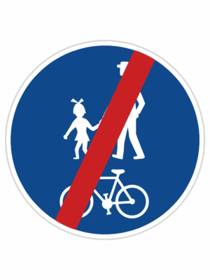 Plechové dopravné značky - Príkazové značenie: Koniec stezky pre chodcov a cyklistov