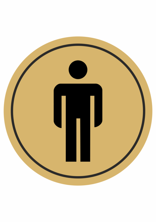 Značenie budov a pristor - Piktogramy na zlatej samolepiacej fólii: WC muži