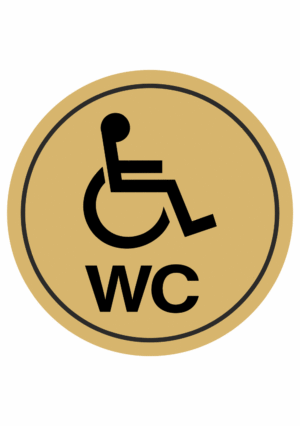 Značenie budov a pristor - Piktogramy na zlatej samolepiacej fólii: WC vozíčkari