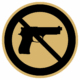 Značenie budov a pristor - Piktogramy na zlatej samolepiacej fólii: Zákaz zbraní