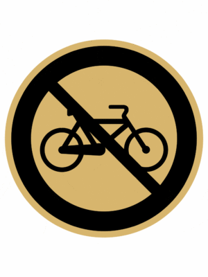 Značenie budov a pristor - Piktogramy na zlatej samolepiacej fólii: Zákaz bicyklov