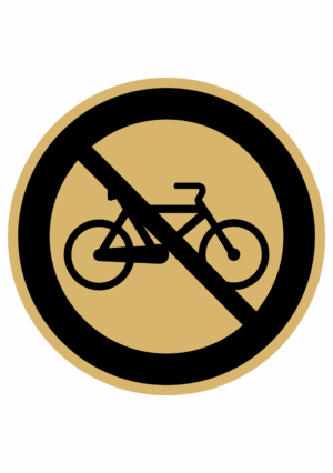 Značenie budov a pristor - Piktogramy na zlatej samolepiacej fólii: Zákaz bicyklov