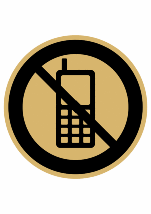 Značenie budov a pristor - Piktogramy na zlatej samolepiacej fólii: Zákaz mobilných telefonóv