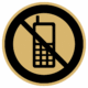 Značenie budov a pristor - Piktogramy na zlatej samolepiacej fólii: Zákaz mobilných telefonóv