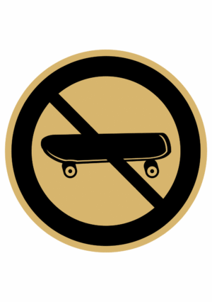 Značenie budov a pristor - Piktogramy na zlatej samolepiacej fólii: Zákaz skateboardov