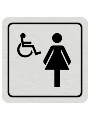 Značenie budov a pristor - Hliníkové piktogramy: WC ženy invalidé