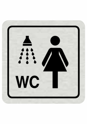 Značenie budov a pristor - Hliníkové piktogramy: Sprcha a WC ženy