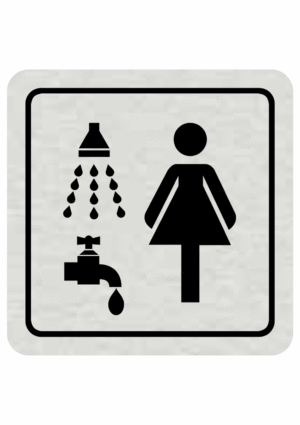 Značenie budov a pristor - Hliníkové piktogramy: Umýváreň so sprchou ženy