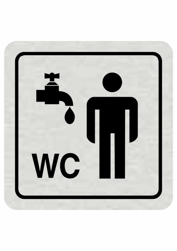 Značenie budov a pristor - Hliníkové piktogramy: Umýváreň a WC muži