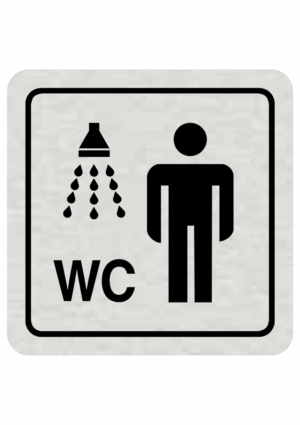 Značenie budov a pristor - Hliníkové piktogramy: Sprcha a WC muži