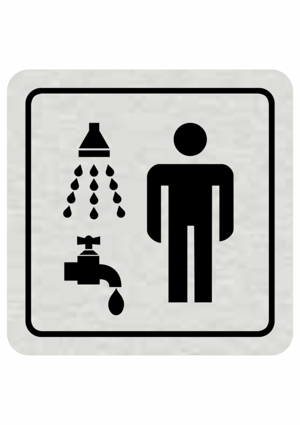 Značenie budov a pristor - Hliníkové piktogramy: Úmýváreň so sprchou muži