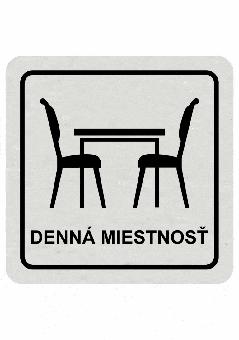 Značenie budov a pristor - Hliníkové piktogramy: Denná miestnosť