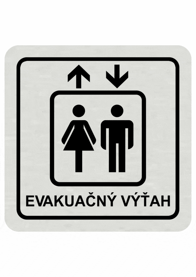 Značenie budov a pristor - Hliníkové piktogramy: Evakuačný výťah