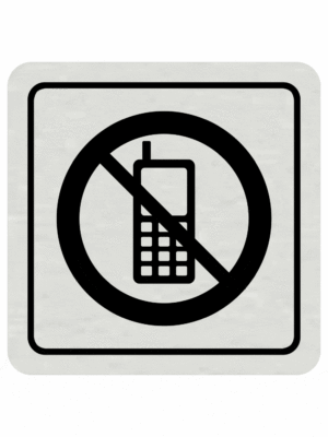 Značenie budov a pristor - Hliníkové piktogramy: Zákaz používania mobilných telefonov