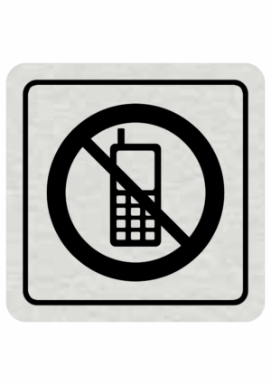 Značenie budov a pristor - Hliníkové piktogramy: Zákaz používania mobilných telefonov