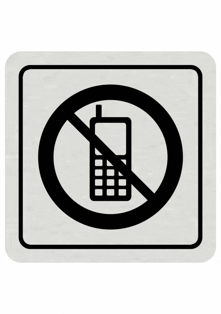 Značenie budov a pristor - Hliníkové piktogramy: Zákaz používania mobilných telefonov