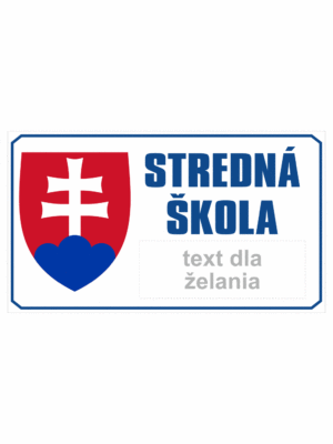 Značenie budov a priestorov: Stredná škola (Státný znak + text dla želania)
