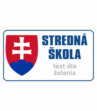 Značenie budov a priestorov: Stredná škola (Státný znak + text dla želania)