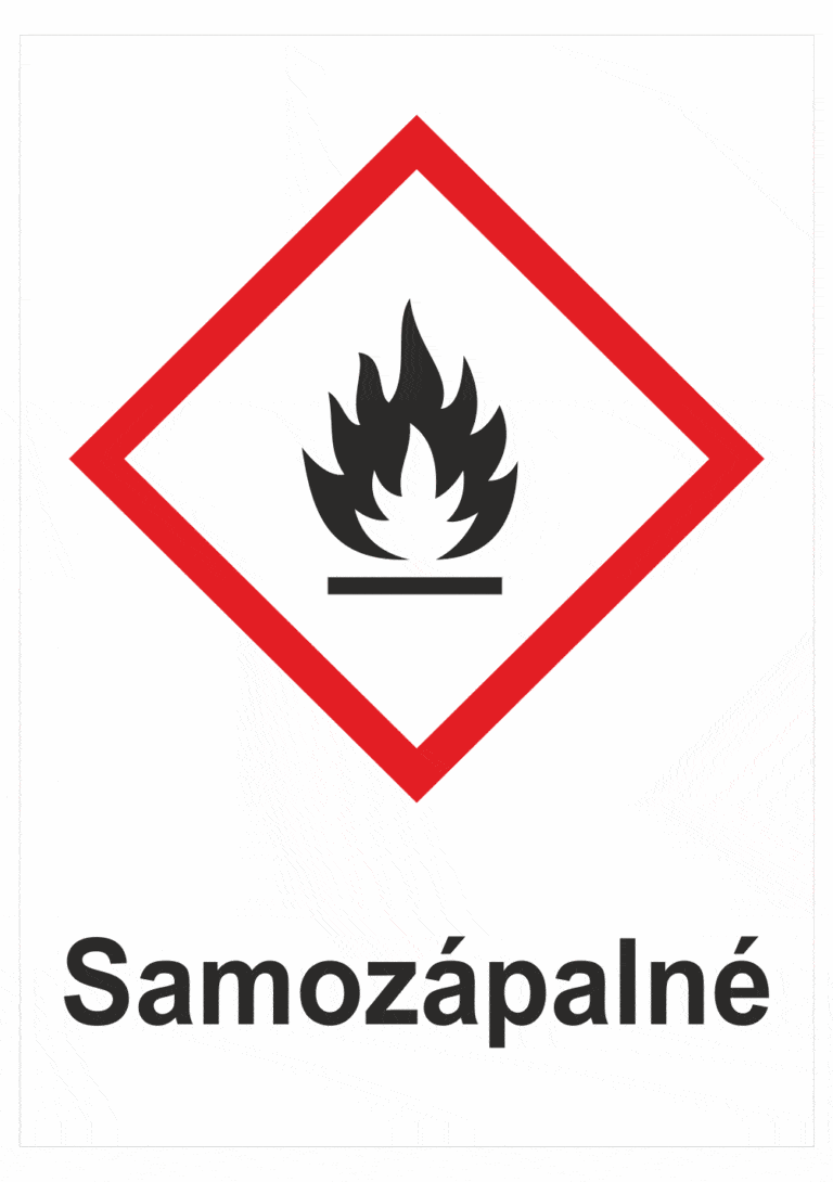 Označenie obalov nebezpečných látok - GHS symboly s textom: Samozápalné