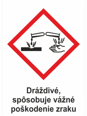 Označenie obalov nebezpečných látok - GHS symboly s textom: Dráždivé, sposobuje vážné poškodenie zraku