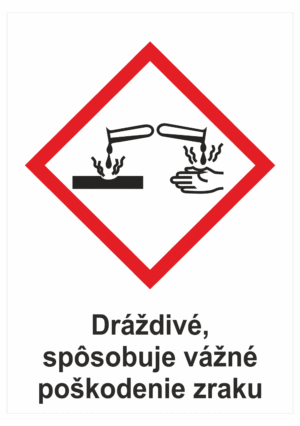 Označenie obalov nebezpečných látok - GHS symboly s textom: Dráždivé, sposobuje vážné poškodenie zraku