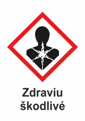 Označenie obalov nebezpečných látok - GHS symboly s textom: Zdraviu škodlivé