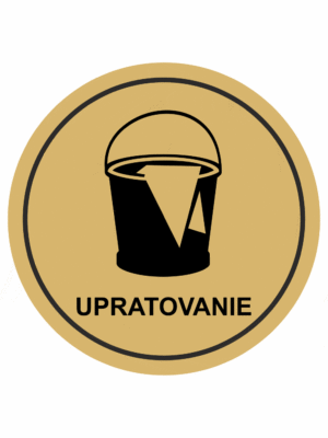 Značenie budov a pristor - Piktogramy na zlatej samolepiacej fólii: Upratovanie