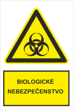 Bezpečnostné značky výstražné - Výstražná značka s textom: Biologické nebezpečenstvo