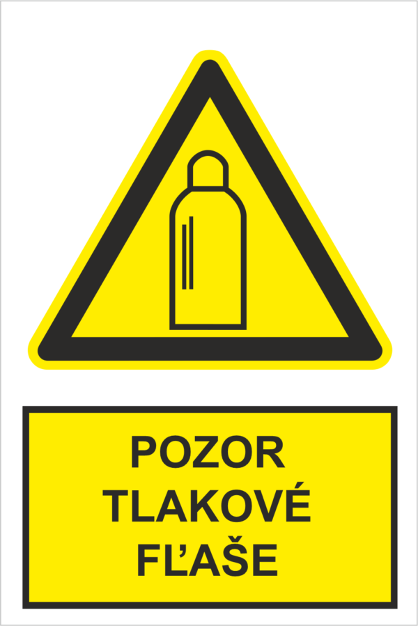 Bezpečnostné značky výstražné - Výstražná značka s textom: Pozor tlakové fľaše