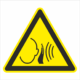 Výstražná bezpečnostná značka - Symbol bez textu: Nebezpečný náhly hlasný zvuk