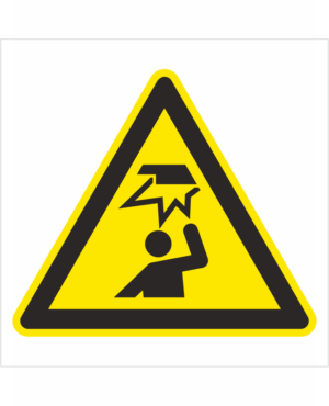 Výstražná bezpečnostná značka - Symbol bez textu: POZOR na prekážku v oblasti hlavy