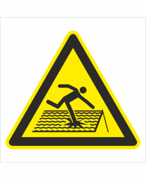 Výstražná bezpečnostná značka - Symbol bez textu: POZOR možnosť prepadu strechou