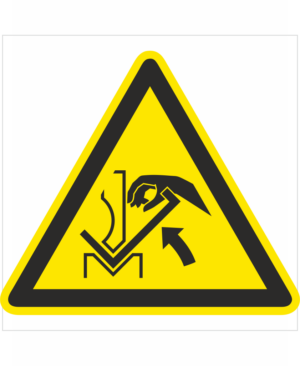 Výstražná bezpečnostná značka - Symbol bez textu: Nebezpečenstvo pritlačenia medzi stroj a obrobok