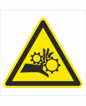 Výstražná bezpečnostná značka - Symbol bez textu: Nebezpečenstvo poranením ruky prevodovým pohonom