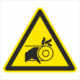 Výstražná bezpečnostná značka - Symbol bez textu: Nebezpečenstvo poranením ruky remeňovým pohonom