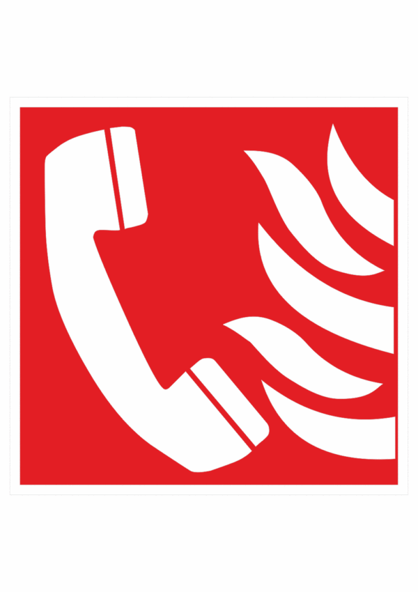 Požiarny tiesňový telefón – symbol ISO 7010