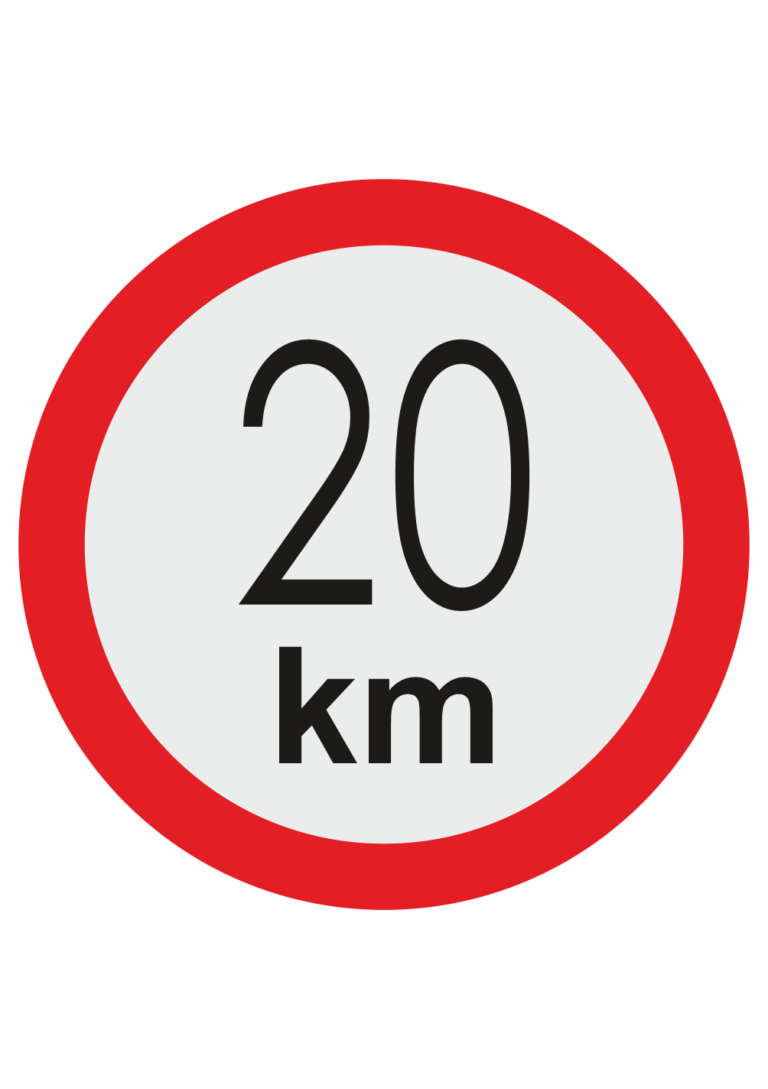 Značenie vozidel - Označenie najvyššej povolenej rýchlosti: 20 km