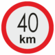 Značenie vozidel - Označenie najvyššej povolenej rýchlosti: 40 km