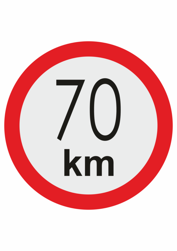 Značenie vozidel - Označenie najvyššej povolenej rýchlosti: 70 km