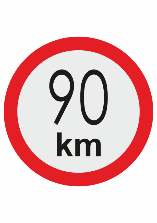 Značenie vozidel - Označenie najvyššej povolenej rýchlosti: 90 km