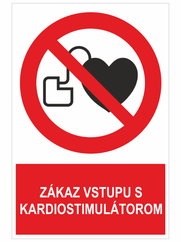 Zákaz vstupu s kardiostimulátorom ISO 7010