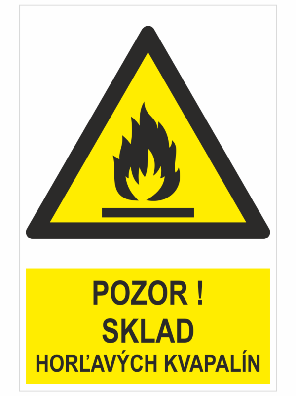 Pozor! sklad horľavých kvapalín ISO 7010