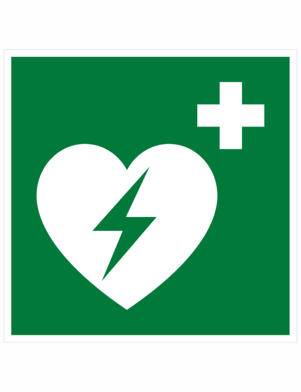 Automatizovaný externý defibrilátor (AED) ISO 7010