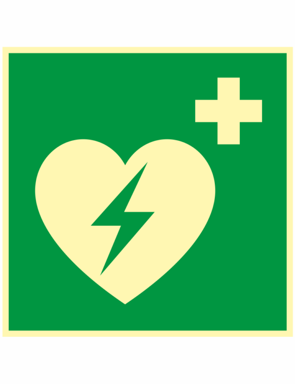 Automatizovaný externý defibrilátor (AED) ISO 7010 - fotoluminiscenčný